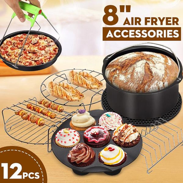 air fryers 12pcs fryer accessories 8 inch fit for airfryer 5.2-5.8qt baking basket pizza plate grill pot kitchen cooking tool party
air fryers 12pcs fryer accessories 8 inch fit for airfryer 5.2-5.8qt baking basket pizza plate grill pot kitchen cooking tool party