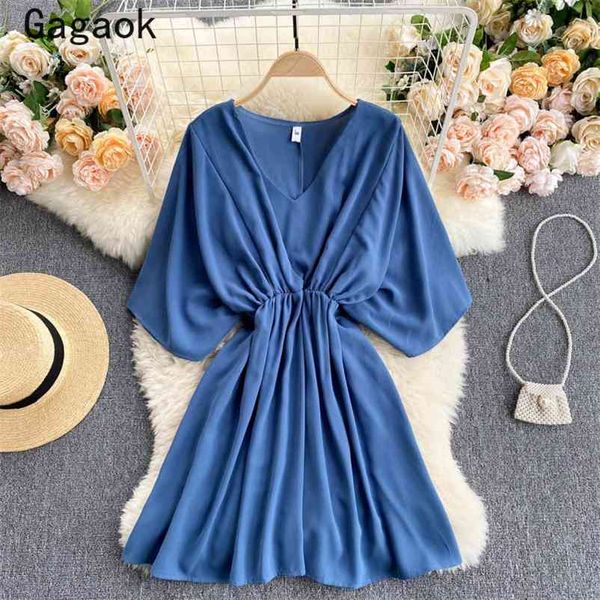 woman dress summer v-neck batwing sleeve solid mini dresses slim fashion wild korean chic vestido feminino 210531, Black;gray
woman dress summer v-neck batwing sleeve solid mini dresses slim fashion wild korean chic vestido feminino 210531, Black;gray