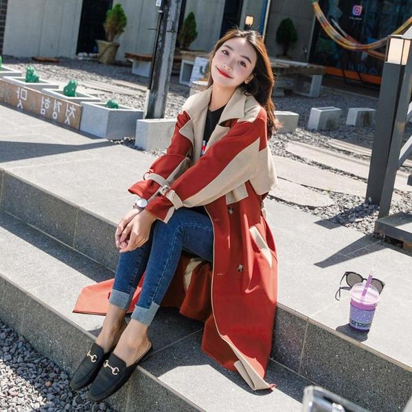 women's trench coats abrigos 2021 spring autumn color matching windbreaker female lace-up korean loose lapel coat women z1015, Tan;black
women's trench coats abrigos 2021 spring autumn color matching windbreaker female lace-up korean loose lapel coat women z1015, Tan;black
