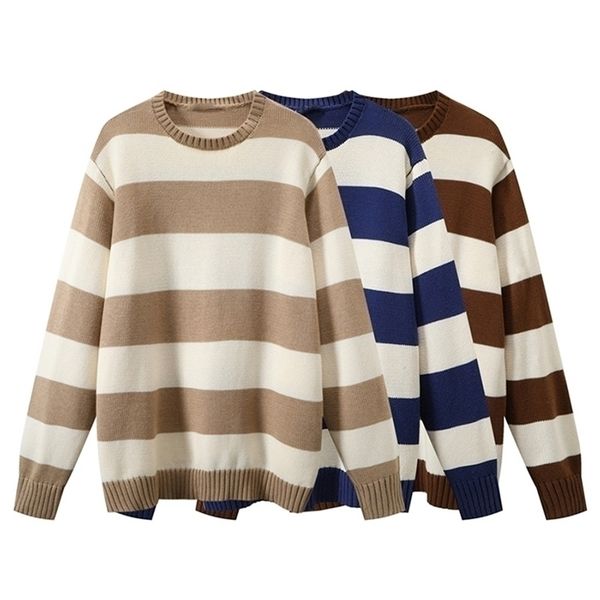 puwd vintage women loose striped cotton pullover sweaters autumn fashion ladies y2k oversize girls chic knitwear 211103, White;black
puwd vintage women loose striped cotton pullover sweaters autumn fashion ladies y2k oversize girls chic knitwear 211103, White;black