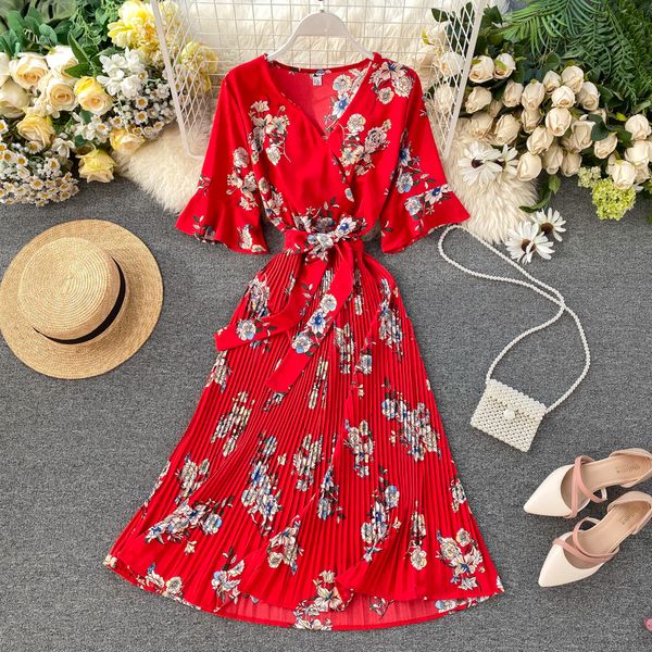 2021 new v neck floral print summer bandage midi long chiffon party women casual elegant pleated beach holiday es pp488 eax0, Black;gray
2021 new v neck floral print summer bandage midi long chiffon party women casual elegant pleated beach holiday es pp488 eax0, Black;gray