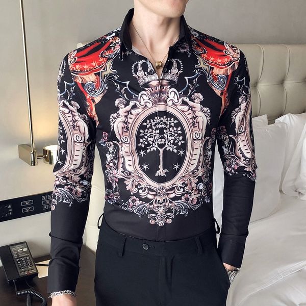 2021 new luxury vintage baroque pattern slim fit long sleeve clothing chemise fashion party prom stagewear flower shirt men wglc, White;black
2021 new luxury vintage baroque pattern slim fit long sleeve clothing chemise fashion party prom stagewear flower shirt men wglc, White;black