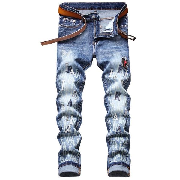 men's jeans men skinny stretch denim printed pants 2021 autumn casual slim fit straight embroidery destroyed ripped blue trousers
men's jeans men skinny stretch denim printed pants 2021 autumn casual slim fit straight embroidery destroyed ripped blue trousers