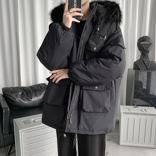 2021 new winter thick fur collar hooded men's warm fashion multi-pocket casual coat men parka loose korean overcoat mens clothes 5l2h, Black
2021 new winter thick fur collar hooded men's warm fashion multi-pocket casual coat men parka loose korean overcoat mens clothes 5l2h, Black