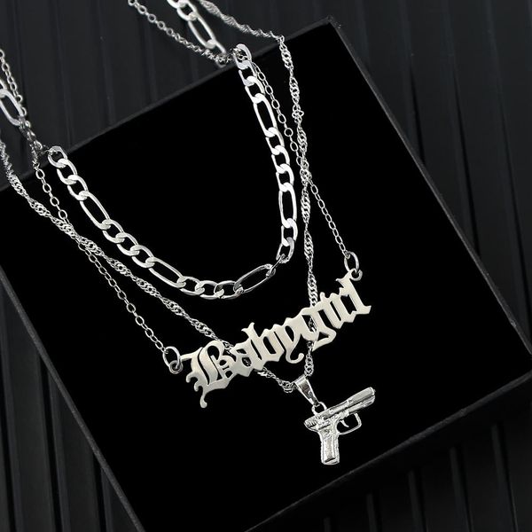 necklaces pendants flatfoosie punk hip hop silver color pistol pendant women multilayer babygirl letter clavicle chain jewelry
necklaces pendants flatfoosie punk hip hop silver color pistol pendant women multilayer babygirl letter clavicle chain jewelry