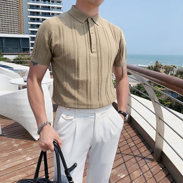 men's polos british style summer striped shirts men clothing 2021 simple slim fit short sleeve casual business tee shirt homme, White;black
men's polos british style summer striped shirts men clothing 2021 simple slim fit short sleeve casual business tee shirt homme, White;black