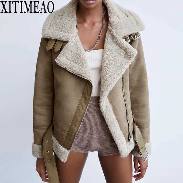 za winter retro lapel velvet padded fur one coat warm fashion lamb hair motorcycle clothing bomber short jacket 210604, Black;brown
za winter retro lapel velvet padded fur one coat warm fashion lamb hair motorcycle clothing bomber short jacket 210604, Black;brown