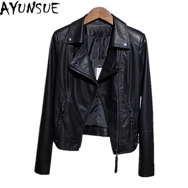 women's leather & faux ayunsue design 2021 spring autumn pu jacket women soft coat short black motorcycle jackets lx1570
women's leather & faux ayunsue design 2021 spring autumn pu jacket women soft coat short black motorcycle jackets lx1570