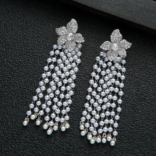 dangle & chandelier 80mm luxury flower pearl tasse earrings for women wedding cubic zirconia dubai bridal earring jewelry accessories e9396, Silver
dangle & chandelier 80mm luxury flower pearl tasse earrings for women wedding cubic zirconia dubai bridal earring jewelry accessories e9396, Silver