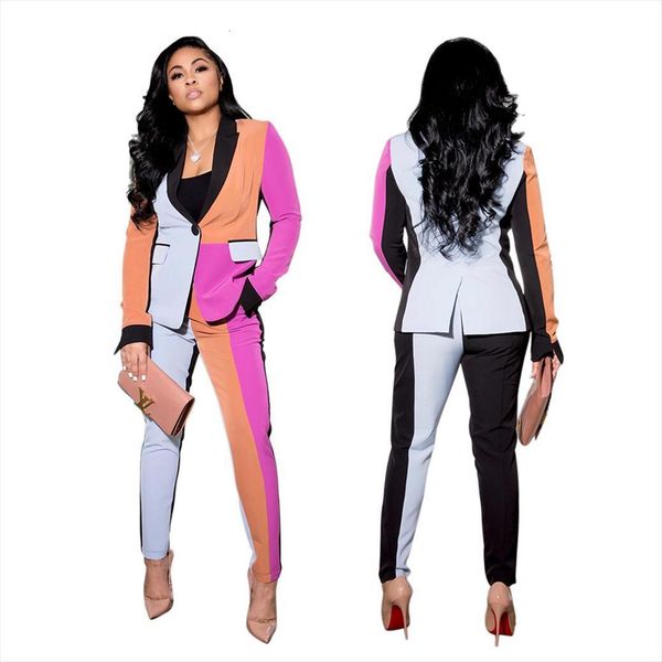 contrast color patchwork casual business womens pants suits winter office v neck single button coats high waist suit outfits, White
contrast color patchwork casual business womens pants suits winter office v neck single button coats high waist suit outfits, White