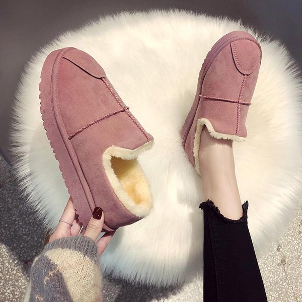 boots fashion chunky plataform women shoes winter warm brown fur casual ladies ankle booties flat low heel suede female, Black