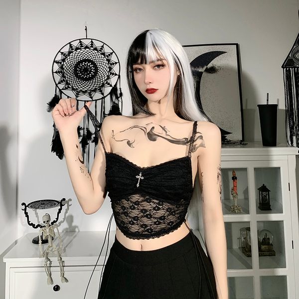 mall goth lace black camis vintage cross pendant see through camisole aesthetic spaghetti straps summer crop, White
mall goth lace black camis vintage cross pendant see through camisole aesthetic spaghetti straps summer crop, White