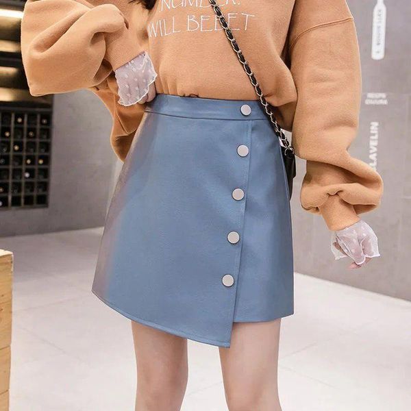 skirts single pu short skirt women's autumn and winter high-waist blue a- line woman faldas jupe, Black
skirts single pu short skirt women's autumn and winter high-waist blue a- line woman faldas jupe, Black
