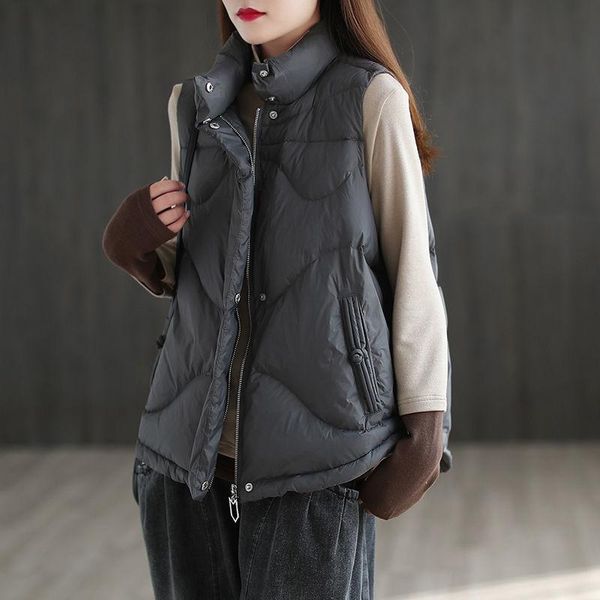 women's vests women winter white duck down vest jacket stand collar zipper loose gilet sleeveless female ultra light waistcoat coat, Black;white
women's vests women winter white duck down vest jacket stand collar zipper loose gilet sleeveless female ultra light waistcoat coat, Black;white
