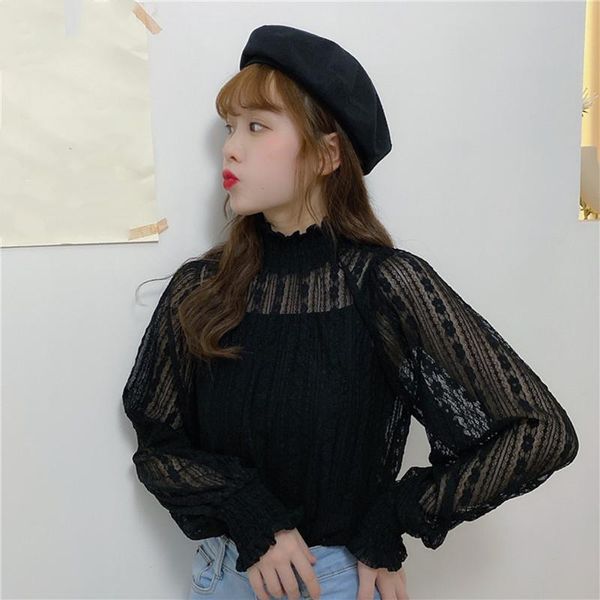 women's blouses & shirts turtleneck collar lace blouse clothing 2021 autumn and winter korean style slim solid color bottoming, White
women's blouses & shirts turtleneck collar lace blouse clothing 2021 autumn and winter korean style slim solid color bottoming, White