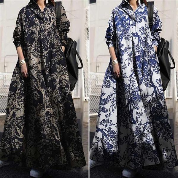 zanzea retro printed maxi women dress autumn shirt casual long sleeve button vestidos female laple robe oversized, Black;gray
zanzea retro printed maxi women dress autumn shirt casual long sleeve button vestidos female laple robe oversized, Black;gray