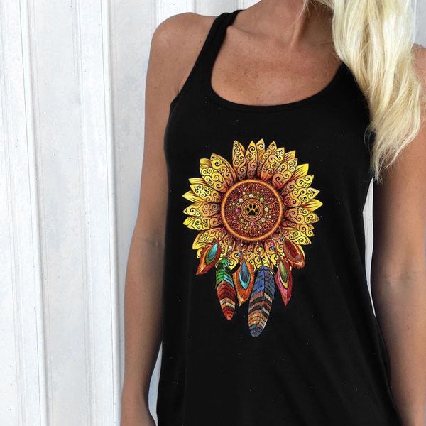 30 tank women summer sunflower dreamcatcher print women o neck sleeveless tank summer oversized vest, White
30 tank women summer sunflower dreamcatcher print women o neck sleeveless tank summer oversized vest, White