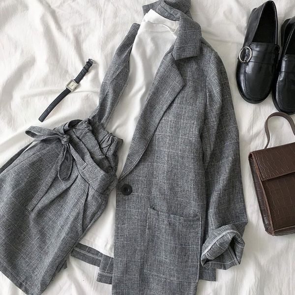 2021 spring summer women two piece set casual + shorts plus size plaid female office suit set women's 2 piece set, Gray
2021 spring summer women two piece set casual + shorts plus size plaid female office suit set women's 2 piece set, Gray
