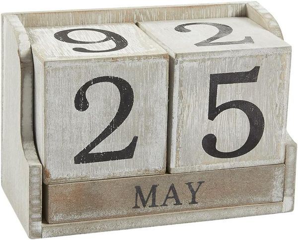 calendar block wooden perpetual desk calendar home and office decor 5.3 x 3.7 x 2.6 inches desk living room decorative ornaments