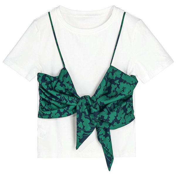 women's t-shirt 2021 summer hit color bow woman tshirts korean chic fake two piece patchwork design t shirt sweet fresh short sleeve te, White
women's t-shirt 2021 summer hit color bow woman tshirts korean chic fake two piece patchwork design t shirt sweet fresh short sleeve te, White