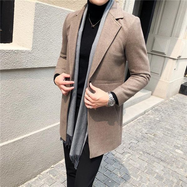 new winter cashmere coat in the men's long han edition men's fashion youth mauny male woolen cloth coat, Black
new winter cashmere coat in the men's long han edition men's fashion youth mauny male woolen cloth coat, Black