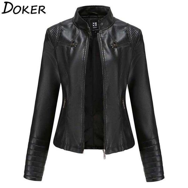 women faux leather jacket autumn winter long sleeve plus size fashion ladies solid zipper biker coat female casual outwear 210603, Black;brown
women faux leather jacket autumn winter long sleeve plus size fashion ladies solid zipper biker coat female casual outwear 210603, Black;brown