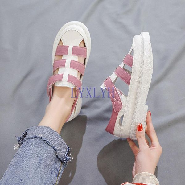 sandals fashion female color matching round toe flat student baotou college style white shoes, Black
sandals fashion female color matching round toe flat student baotou college style white shoes, Black