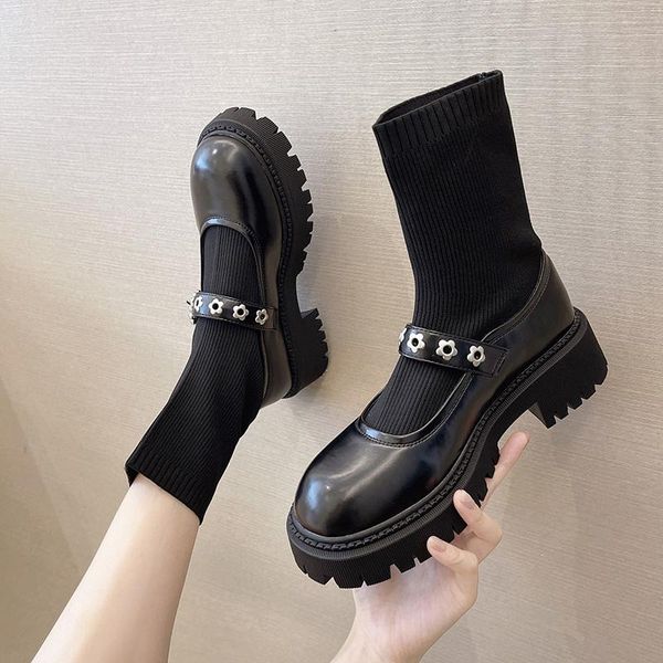boots lady women's low shoes boots-women flat heel round toe clogs platform ankle 2021 autumn summer rock rubber high, Black 
boots lady women's low shoes boots-women flat heel round toe clogs platform ankle 2021 autumn summer rock rubber high, Black