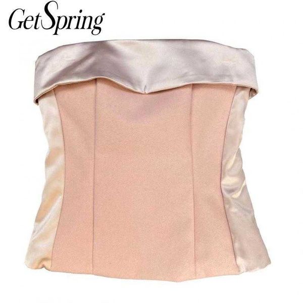 getspring women crop color matching sleeveless off shoulder pink black vintgae short summer s 210601, White
getspring women crop color matching sleeveless off shoulder pink black vintgae short summer s 210601, White