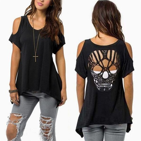 women cold shoulder short sleeve t-shirt cut hollow skull backless casual s//l/xl/2xl/3xl/4xl/5xl 210317, White
women cold shoulder short sleeve t-shirt cut hollow skull backless casual s//l/xl/2xl/3xl/4xl/5xl 210317, White