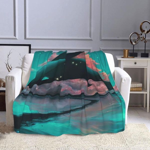 blankets wave of serenity pattern lightweight blanket for home decor, bed, sofa, black, 50"x40"