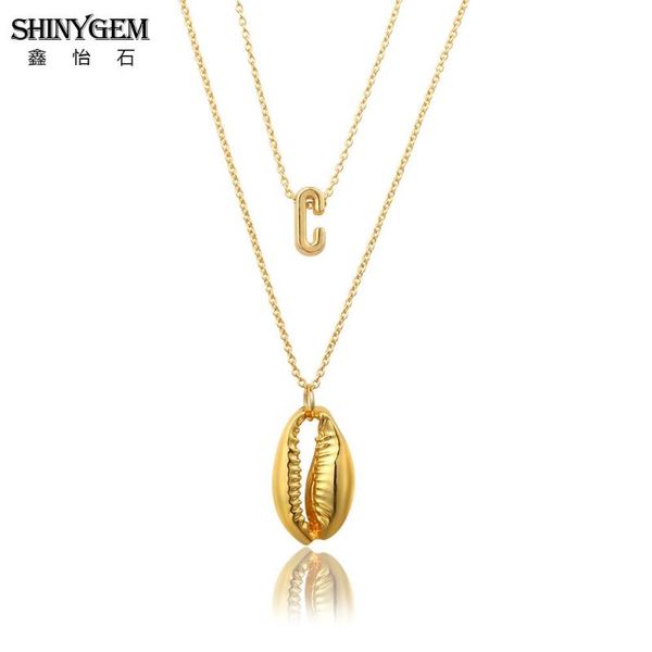 shinygem 2021 handmade fashion double layers necklaces zinc seashell jewelry pendant minimalism conch letters gold for women, Silver
shinygem 2021 handmade fashion double layers necklaces zinc seashell jewelry pendant minimalism conch letters gold for women, Silver