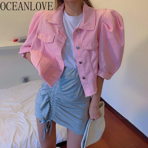 women's jackets oceanlove denim women solid puff sleeve short candy color fashion mujer chaqueta 2021 autumn all match jacket 17356, Black;brown
women's jackets oceanlove denim women solid puff sleeve short candy color fashion mujer chaqueta 2021 autumn all match jacket 17356, Black;brown
