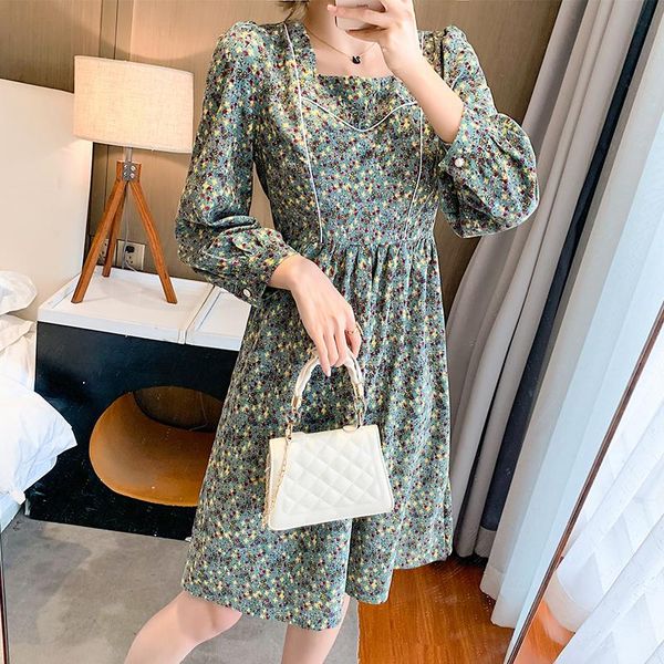 woman's vintage floral dress korean casual square collor long sleeve high waist mid-calf vestidos female fashion tide 2021, Black;gray
woman's vintage floral dress korean casual square collor long sleeve high waist mid-calf vestidos female fashion tide 2021, Black;gray