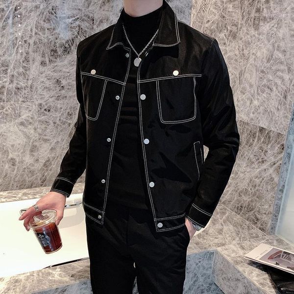 korea fashion slim fit single breasted leather jackets casual chaqueta de cuero moto mens bomber pu man1, Black
korea fashion slim fit single breasted leather jackets casual chaqueta de cuero moto mens bomber pu man1, Black
