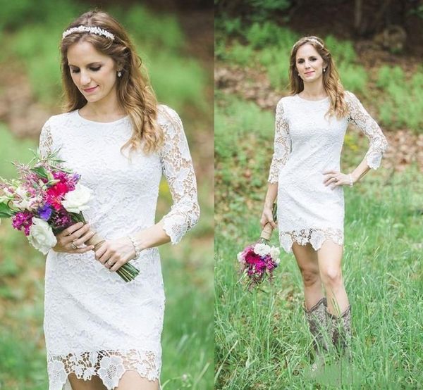 2021 new elegant full lace short es with long sleeves knee length country garden wedding bridal gown vestido de noiva 95xm, White
2021 new elegant full lace short es with long sleeves knee length country garden wedding bridal gown vestido de noiva 95xm, White