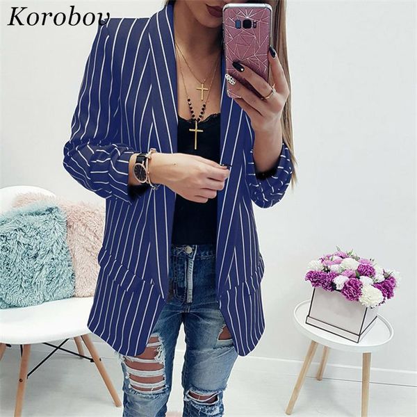 women's suits & blazers korobov 2021 auttum fashion blazer women striped vintage long sleeve coat female ol pockets casual jackets 7617, White;black
women's suits & blazers korobov 2021 auttum fashion blazer women striped vintage long sleeve coat female ol pockets casual jackets 7617, White;black