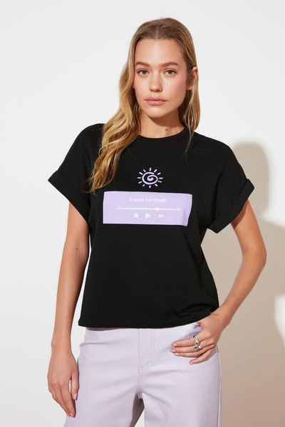 women's t-shirt trendyol printed semi-fitted bicycle neck knitted twoss21ts2766, White
women's t-shirt trendyol printed semi-fitted bicycle neck knitted twoss21ts2766, White