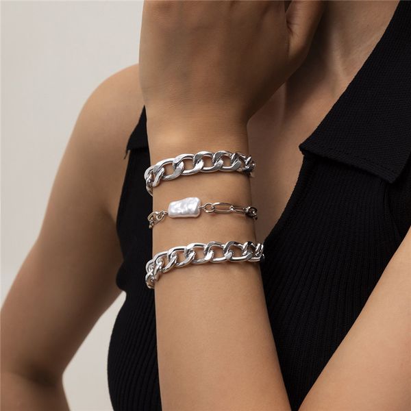 hip hop punk hollow thick chains bracelets imitation pearl multi layer hand jewelry european women party gift aluminum link ornaments access, Black
hip hop punk hollow thick chains bracelets imitation pearl multi layer hand jewelry european women party gift aluminum link ornaments access, Black