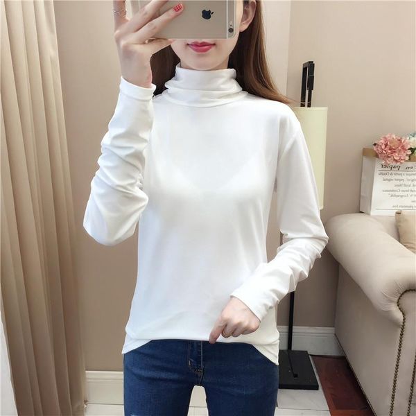 women's t-shirt female long-sleeved loose casual fashion autumn and winter 2021 inside high collar solid color bottoming shirt women, White
women's t-shirt female long-sleeved loose casual fashion autumn and winter 2021 inside high collar solid color bottoming shirt women, White