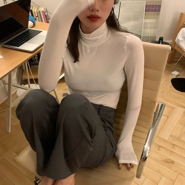 women's t-shirt 5colors autumn korean style breif thinwomen slim turtleneck solid color long sleeve womens tees shirt femme (f4610), White
women's t-shirt 5colors autumn korean style breif thinwomen slim turtleneck solid color long sleeve womens tees shirt femme (f4610), White