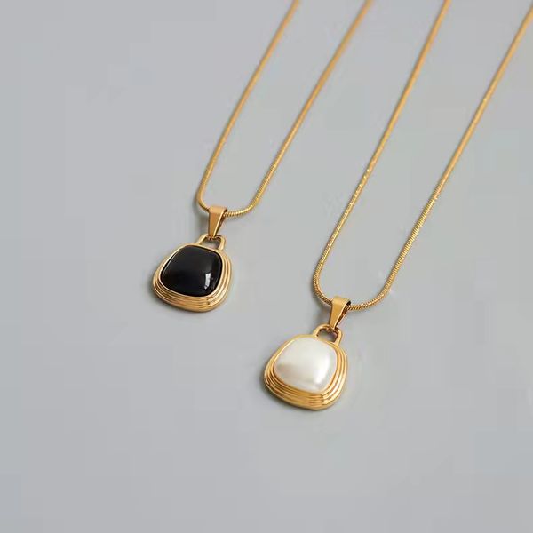 fashion white black pearl necklace bright gold plated geometry stone necklaces pendant christmas gift women's jewelry p801, Silver
fashion white black pearl necklace bright gold plated geometry stone necklaces pendant christmas gift women's jewelry p801, Silver
