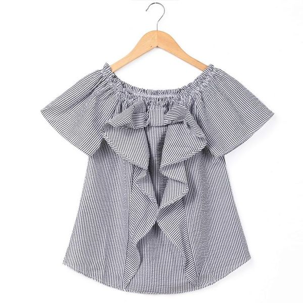 and blouses slash striped blouse shirt fashion women blouses short sleeve summer women shirts, White
and blouses slash striped blouse shirt fashion women blouses short sleeve summer women shirts, White
