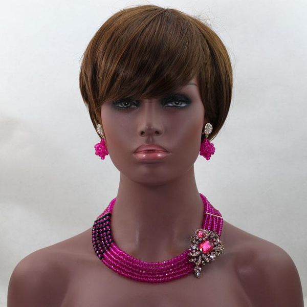 earrings & necklace fashion fuchsia pink crystal jewelry set black costume nigerian wedding african beads bridal alj566, Silver
earrings & necklace fashion fuchsia pink crystal jewelry set black costume nigerian wedding african beads bridal alj566, Silver