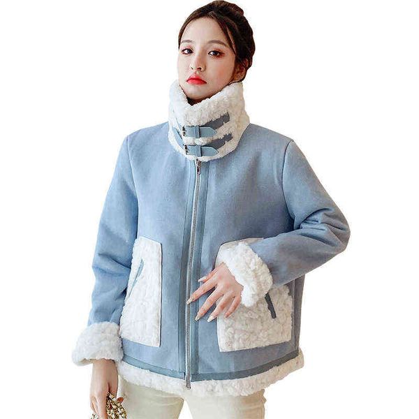 thickened lamb fur integrated short coat for women in autumn and winter versatile 2021 women's motorcycle top, Black;brown
thickened lamb fur integrated short coat for women in autumn and winter versatile 2021 women's motorcycle top, Black;brown