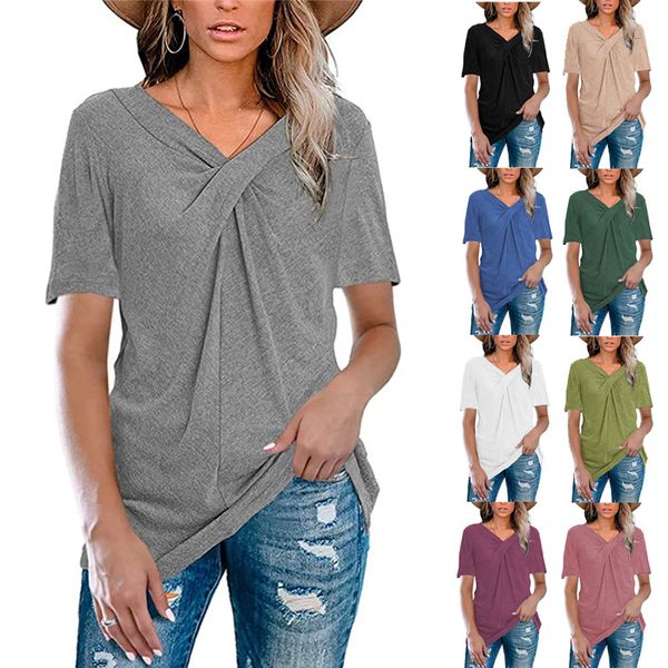 women's t-shirt 2021 new fashion popular in europe and america short sleeve v-neck solid cross knot women's loose casual t-shirt, White
women's t-shirt 2021 new fashion popular in europe and america short sleeve v-neck solid cross knot women's loose casual t-shirt, White