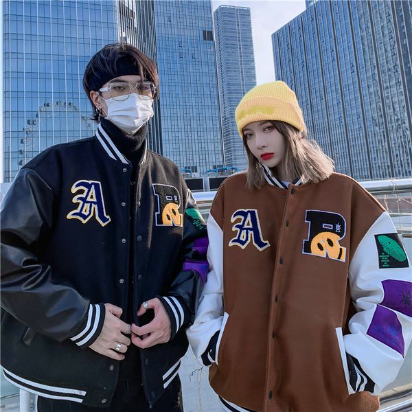 men's jackets hip hop baseball letters smiley embroidery patchwork bomber fashion college loose streetwear harajuku jacket, Black;brown
men's jackets hip hop baseball letters smiley embroidery patchwork bomber fashion college loose streetwear harajuku jacket, Black;brown