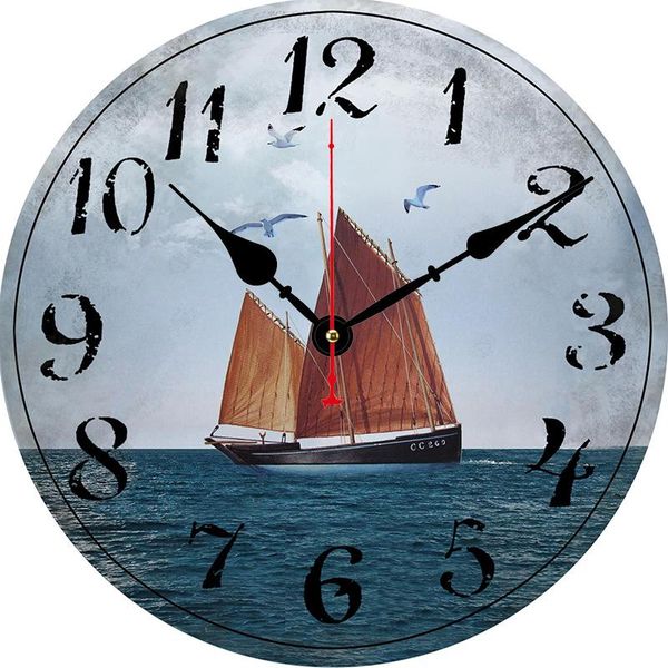 wall clocks 12" wooden round clock silent sailboat print vintage design chic large decorative roman numerals home indoor office decor
wall clocks 12" wooden round clock silent sailboat print vintage design chic large decorative roman numerals home indoor office decor