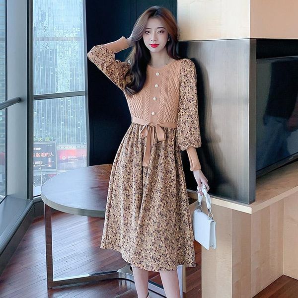 casual dresses women korean knitted dress o neck puff sleeve bow drawstring patchwork a line autumn corduroy floral print, Black;gray
casual dresses women korean knitted dress o neck puff sleeve bow drawstring patchwork a line autumn corduroy floral print, Black;gray