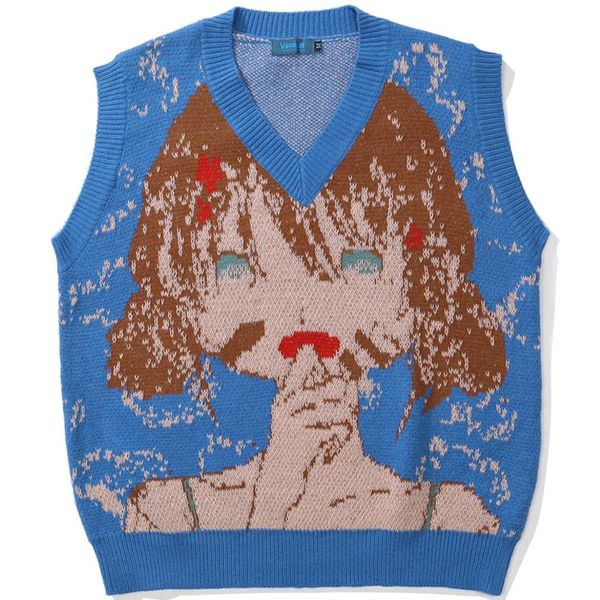 men's vests knit winter pullover cartoon character jacquard sweater vest loose v-neck sleeveless couple campus fall top, Black;white
men's vests knit winter pullover cartoon character jacquard sweater vest loose v-neck sleeveless couple campus fall top, Black;white
